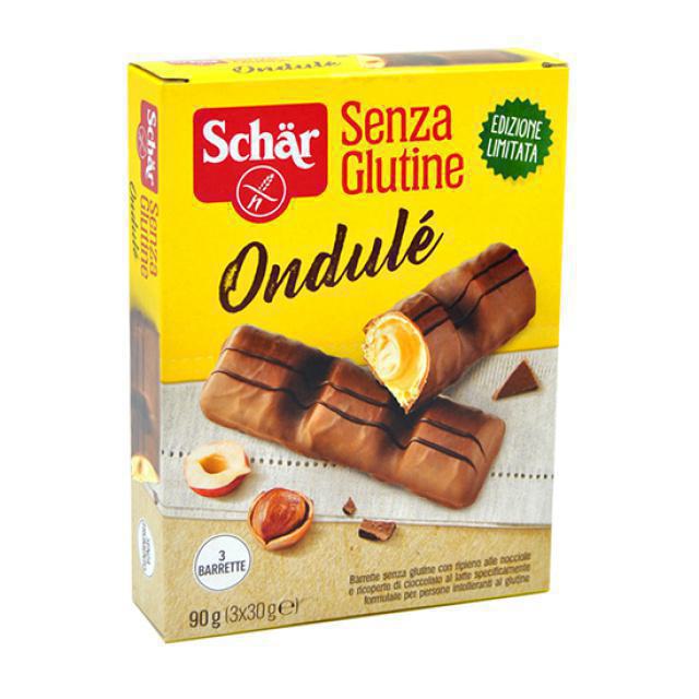 Schar Μπάρες γκοφρέτας με γέμιση φουντούκι και επικάλυψη σοκολάτα γάλακτος Ondule 90gr Χ/ΓΛ