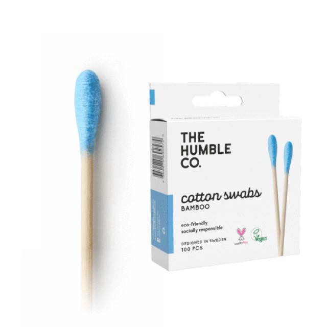 The Humble Co. Μπατονέτες από 100% βιοδιασπώμενο bamboo με χρωματιστό βαμβάκι μπλε vegan 100μχ