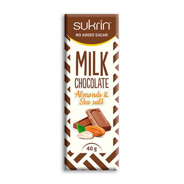 Sukrin Milk Chocolate με αμύγδαλα και αλάτι 40gr