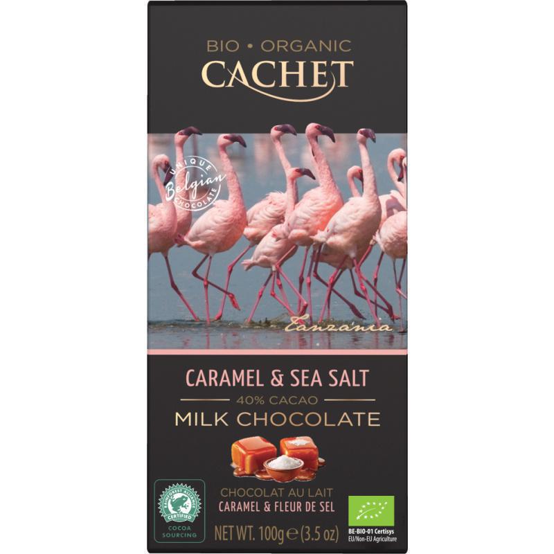 Cachet bio Σοκολάτα γάλακτος με καραμέλα και θαλασσινό αλάτι 100gr