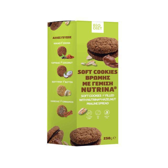 Biodiet Soft Cookies Βρώμης Με Γέμιση Nutrina 200gr