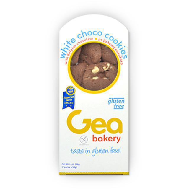 Gea Bakery Μπισκότα Κακάο&  Κομματάκια Βελγικής Λευκής Σοκολάτας 100gr Χ/ΓΛ