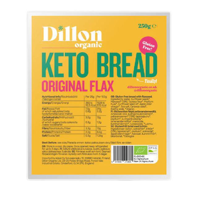 Dillon Organic Ψωμί Κετο με Λιναρόσπορο 250gr Χ/ΓΛ