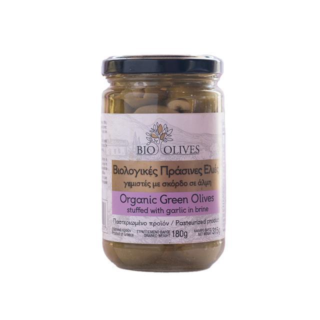 Bio Olives Ελιές Πράσινες Γεμιστές Με Σκόρδο Σε Άλμη 180gr