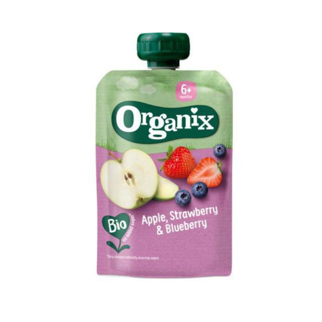 Organix Φρουτοπολτός Μήλο, Φράουλα & Μύρτιλο +6Μηνών 100gr