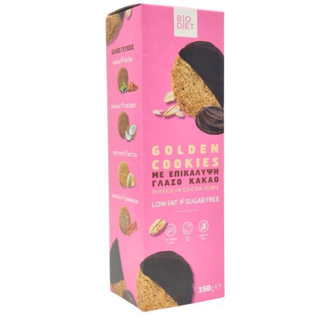 Biodiet Μπισκότα Βρώμης Golden Cookies Με Επικάλυψη Γλάσο Κακάο 350gr