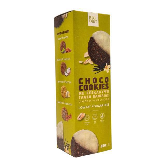 Biodiet Μπισκότα Βρώμης Choco Cookies Με Επικάλυψη Γλάσο Βανίλιας 350gr
