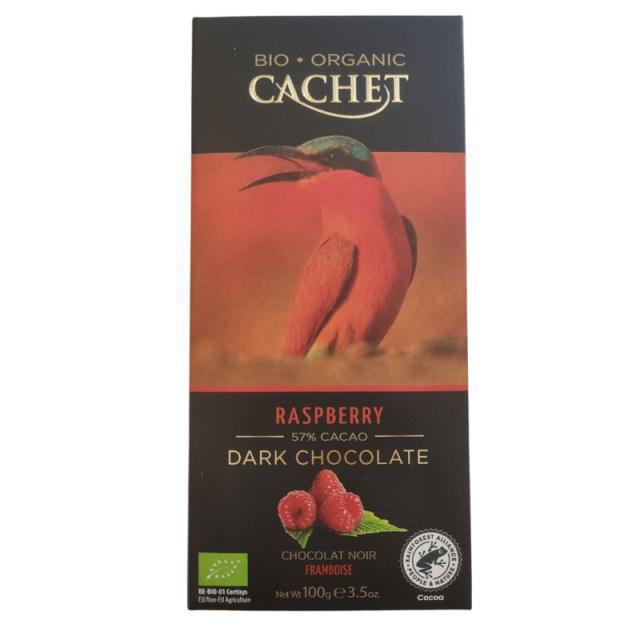 Cachet bio Μαύρη Σοκολάτα 57% Κακάο Με Σμέουρα 100gr