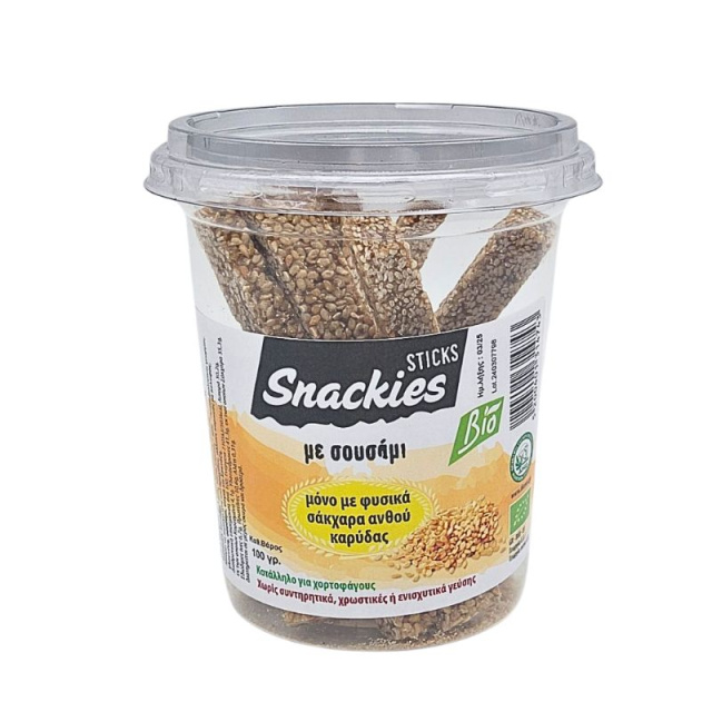 Sticks Snackies Παστέλι Σουσαμιού Με Φυσικά Ζάκχαρα Ανθού Καρύδας 100gr